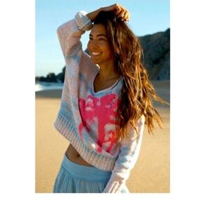 Anthropologie Cotton Knit Swoop Neck Sweater Resort Wear Vacation Beach Summer